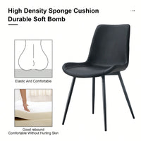 Set Of 6 Curved Black Leather Dining Chairs With Metal Legs For Restaurants Kitchens And Offices