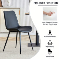 Set Of 6 Curved Black Leather Dining Chairs With Metal Legs For Restaurants Kitchens And Offices