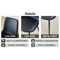 Set Of 6 Curved Black Leather Dining Chairs With Metal Legs For Restaurants Kitchens And Offices