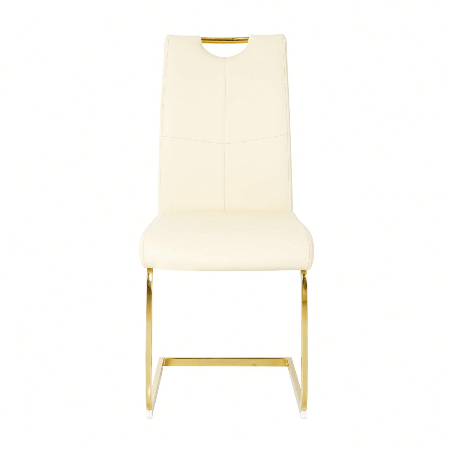 Elegant Light Yellow PU Upholstered Dining Chairs With Gold Metal Legs Set Of 4 For Kitchen Living Room Bedroom