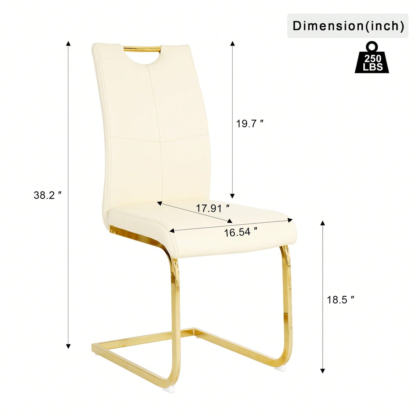 Elegant Light Yellow PU Upholstered Dining Chairs With Gold Metal Legs Set Of 4 For Kitchen Living Room Bedroom