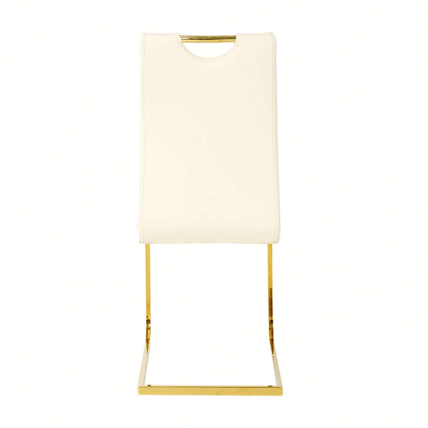 Elegant Light Yellow PU Upholstered Dining Chairs With Gold Metal Legs Set Of 4 For Kitchen Living Room Bedroom