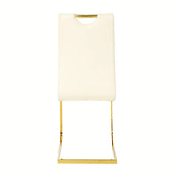 Elegant Light Yellow PU Upholstered Dining Chairs With Gold Metal Legs Set Of 4 For Kitchen Living Room Bedroom