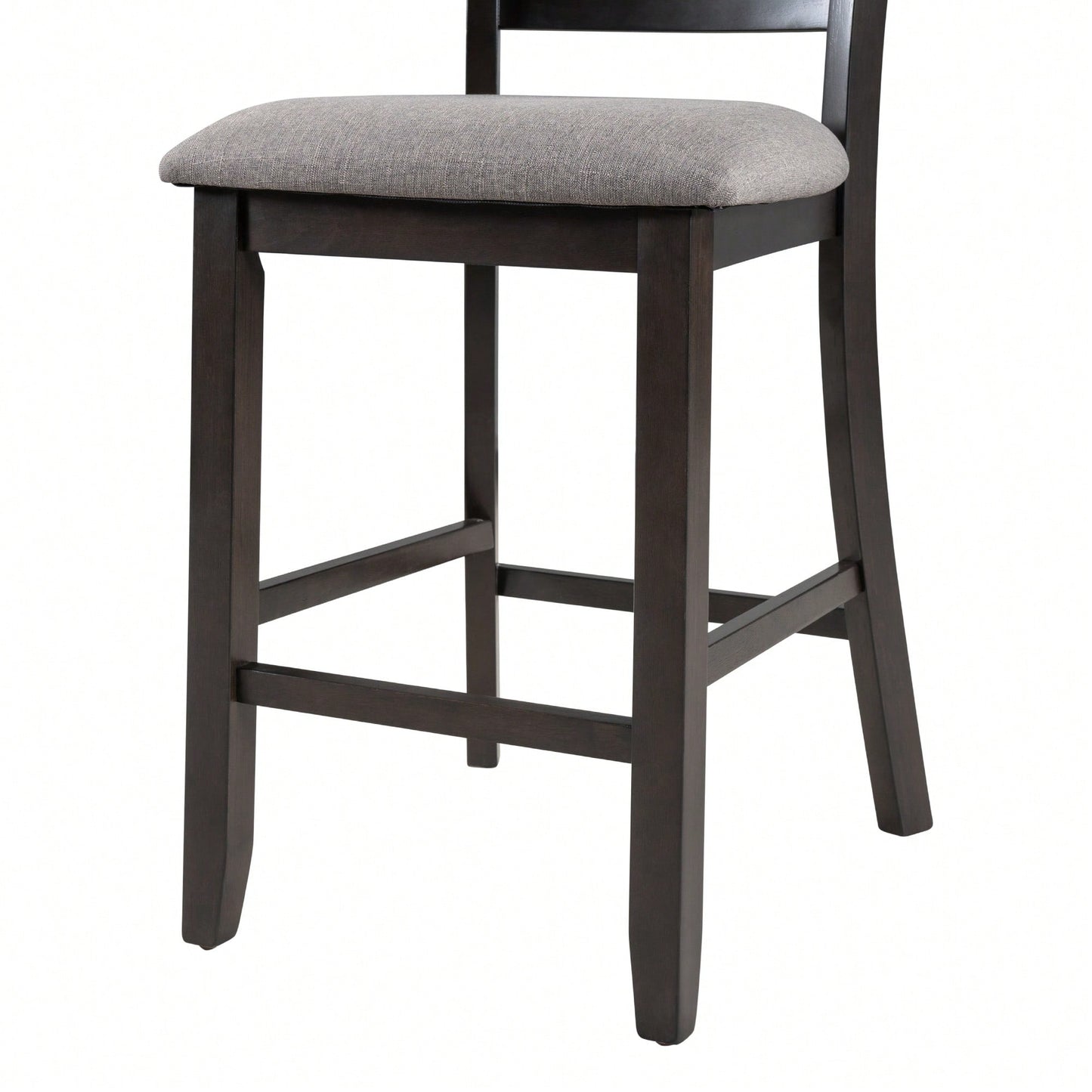 Set Of 4 Espresso Wooden Counter Height Dining Chairs With Comfortable Padded Seats