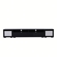 Modern Rattan Style TV Console Table With Push To Open Doors For TVs Up To 90 Inches And Color Changing LED Lights