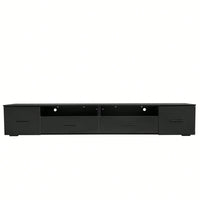 Modern Black TV Stand For Living Room Fits Up To 90 Inch TV With 4 Storage Drawers High Gloss Waterproof Entertainment Center Console