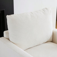 Oversized Upholstered Corduroy Armchair With Ottoman For Living Room Bedroom Office In Beige