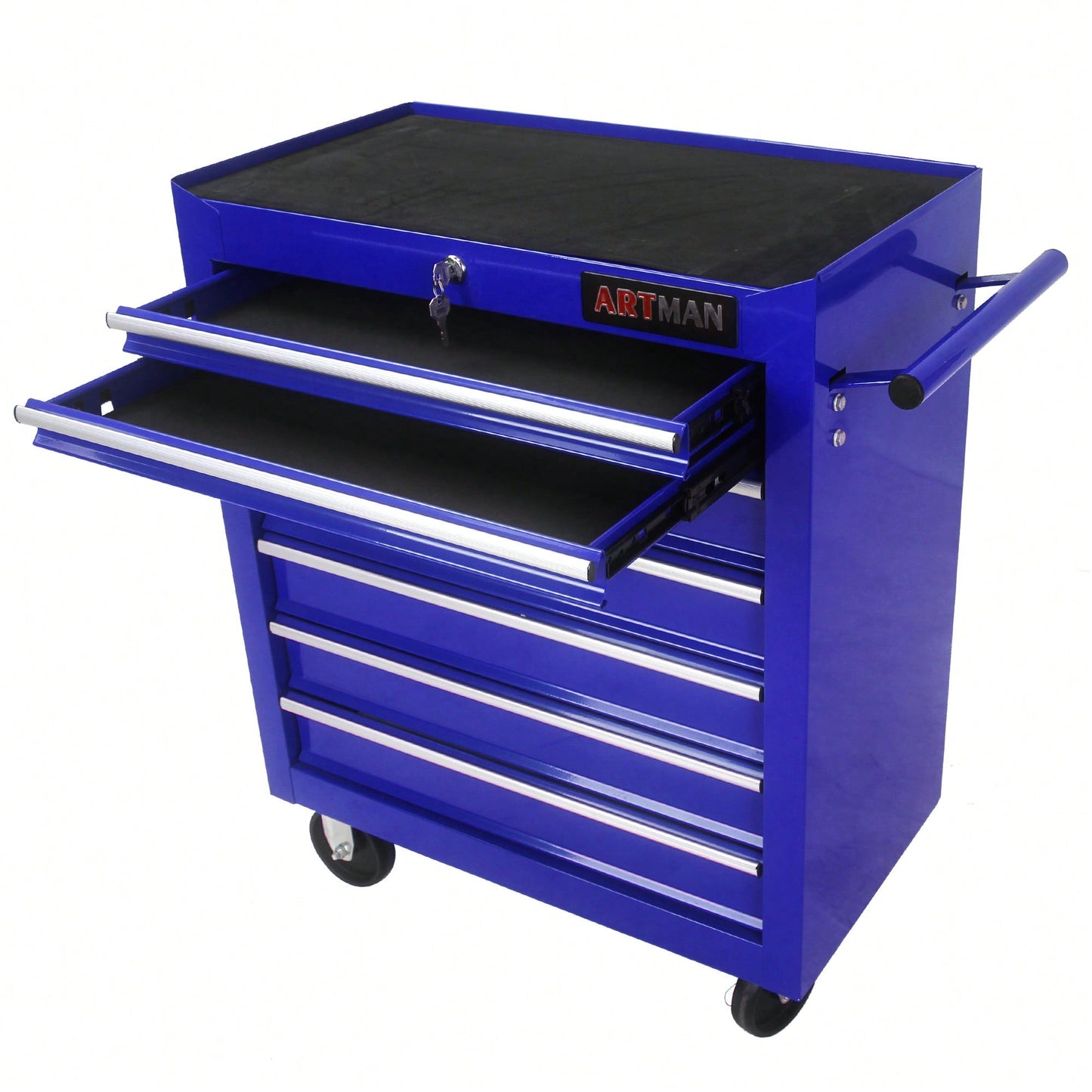 Multifunctional 7 Drawer Tool Cart With Wheels In Blue For Easy Storage And Mobility