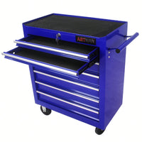 Multifunctional 7 Drawer Tool Cart With Wheels In Blue For Easy Storage And Mobility