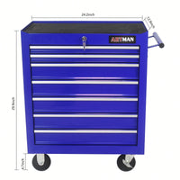 Multifunctional 7 Drawer Tool Cart With Wheels In Blue For Easy Storage And Mobility