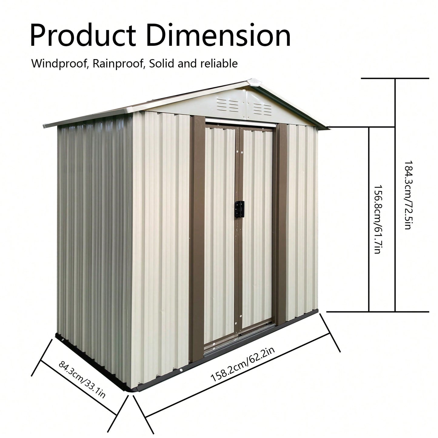 5FTx3FT Apex Roof Outdoor Storage Shed In White For Garden Tools And Equipment