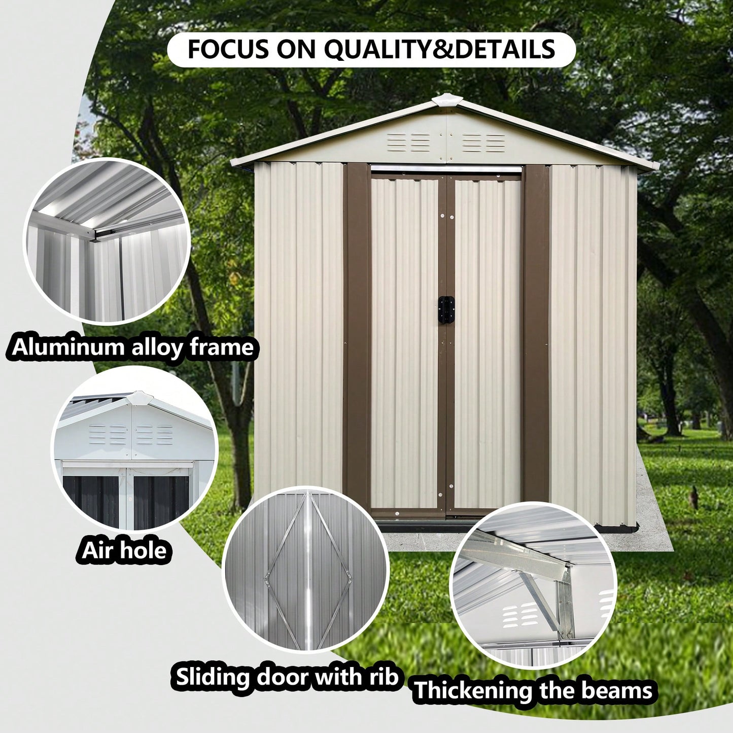 5FTx3FT Apex Roof Outdoor Storage Shed In White For Garden Tools And Equipment