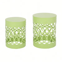 Modern Outdoor Metal Set Of 2 End Tables For Patio And Garden Use