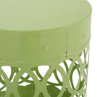 Modern Outdoor Metal Set Of 2 End Tables For Patio And Garden Use