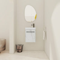 Compact 16 Inch Wall-Mounted Bathroom Vanity With Ceramic Sink And Soft-Close Cabinet Door Ideal For Small Spaces