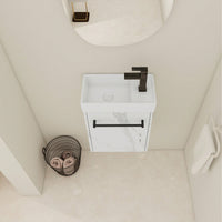 Compact 16 Inch Wall-Mounted Bathroom Vanity With Ceramic Sink And Soft-Close Cabinet Door Ideal For Small Spaces