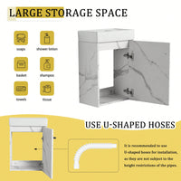 Compact 16 Inch Wall-Mounted Bathroom Vanity With Ceramic Sink And Soft-Close Cabinet Door Ideal For Small Spaces