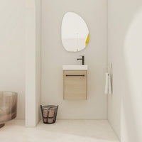 Compact 16 Inch Wall-Mounted Bathroom Vanity With Ceramic Sink And Soft-Close Cabinet Door Ideal For Small Spaces
