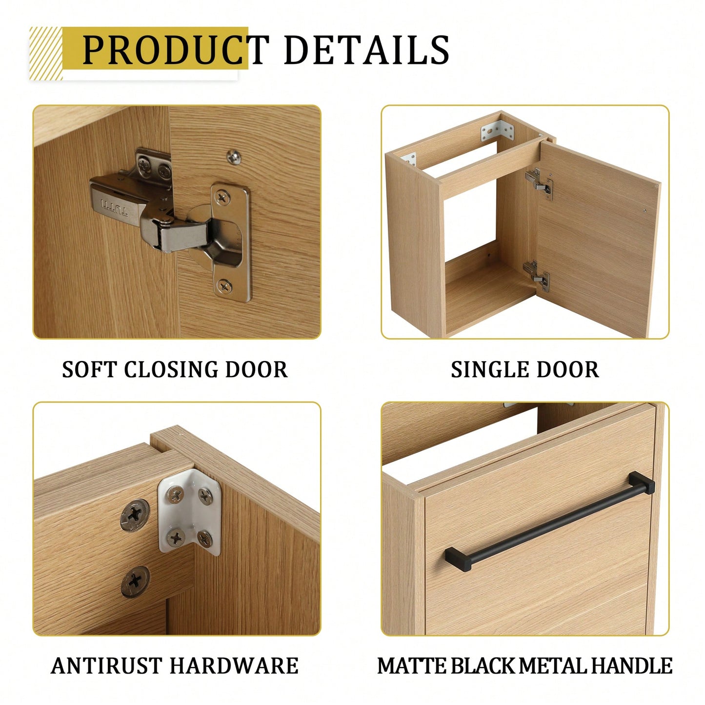 Compact 16 Inch Wall-Mounted Bathroom Vanity With Ceramic Sink And Soft-Close Cabinet Door Ideal For Small Spaces