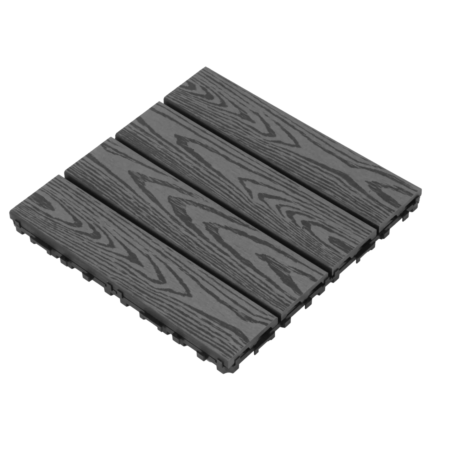 Set of 20 Dark Grey 12x12in Wood Plastic Composite Deck Tiles Durable Weather-Resistant for Indoor Outdoor Use Easy DIY Installation