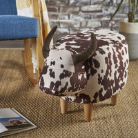 Cow-Shaped Velvet Ottoman Cute Foot Stool For Living Room Bedroom Nursery Playroom Porch Furniture Brown And White