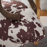 Cow-Shaped Velvet Ottoman Cute Foot Stool For Living Room Bedroom Nursery Playroom Porch Furniture Brown And White
