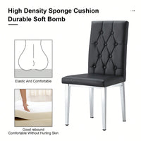 Elegant Black Armless Dining Chairs Set Of 4 With Vintage Grid And Buckle Design