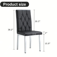 Elegant Black Armless Dining Chairs Set Of 4 With Vintage Grid And Buckle Design