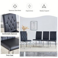 Elegant Black Armless Dining Chairs Set Of 4 With Vintage Grid And Buckle Design