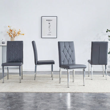 Elegant Black Armless Dining Chairs Set Of 4 With Vintage Grid And Buckle Design