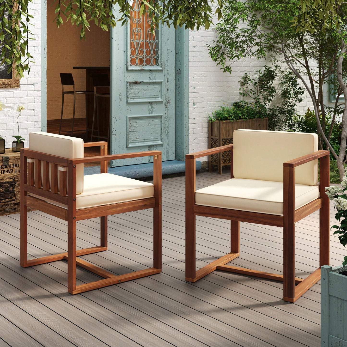 Outdoor Patio Dining Chairs Set Of Two Comfortable And Stylish Seating For Garden Or Balcony