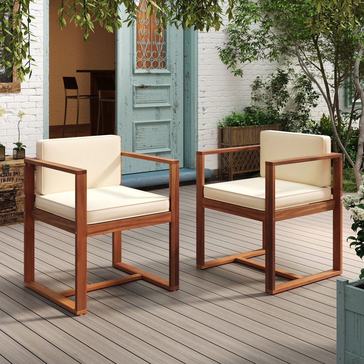 Outdoor Patio Dining Chairs Set Of Two Comfortable And Stylish Seating For Garden Or Balcony