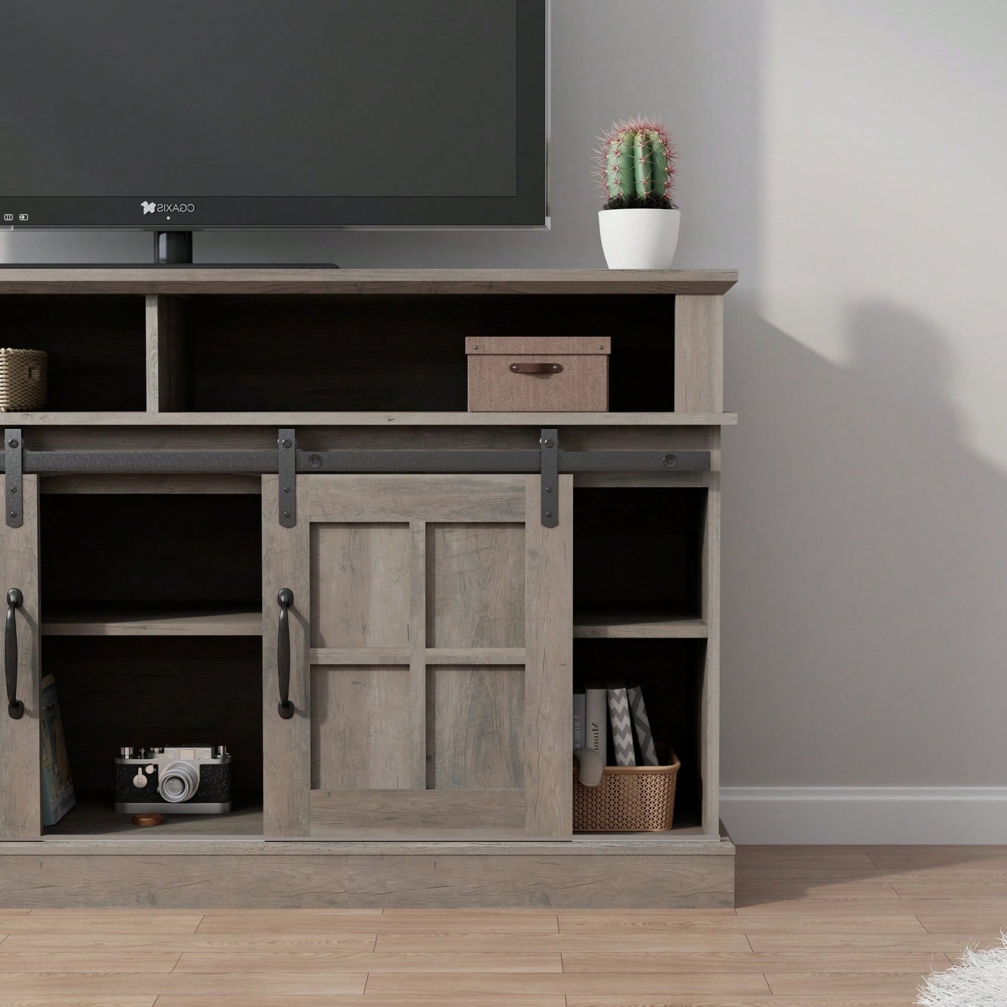 58 Inch TV Stand With Storage Cabinet And Shelves For Living Room And Bedroom Entertainment Center