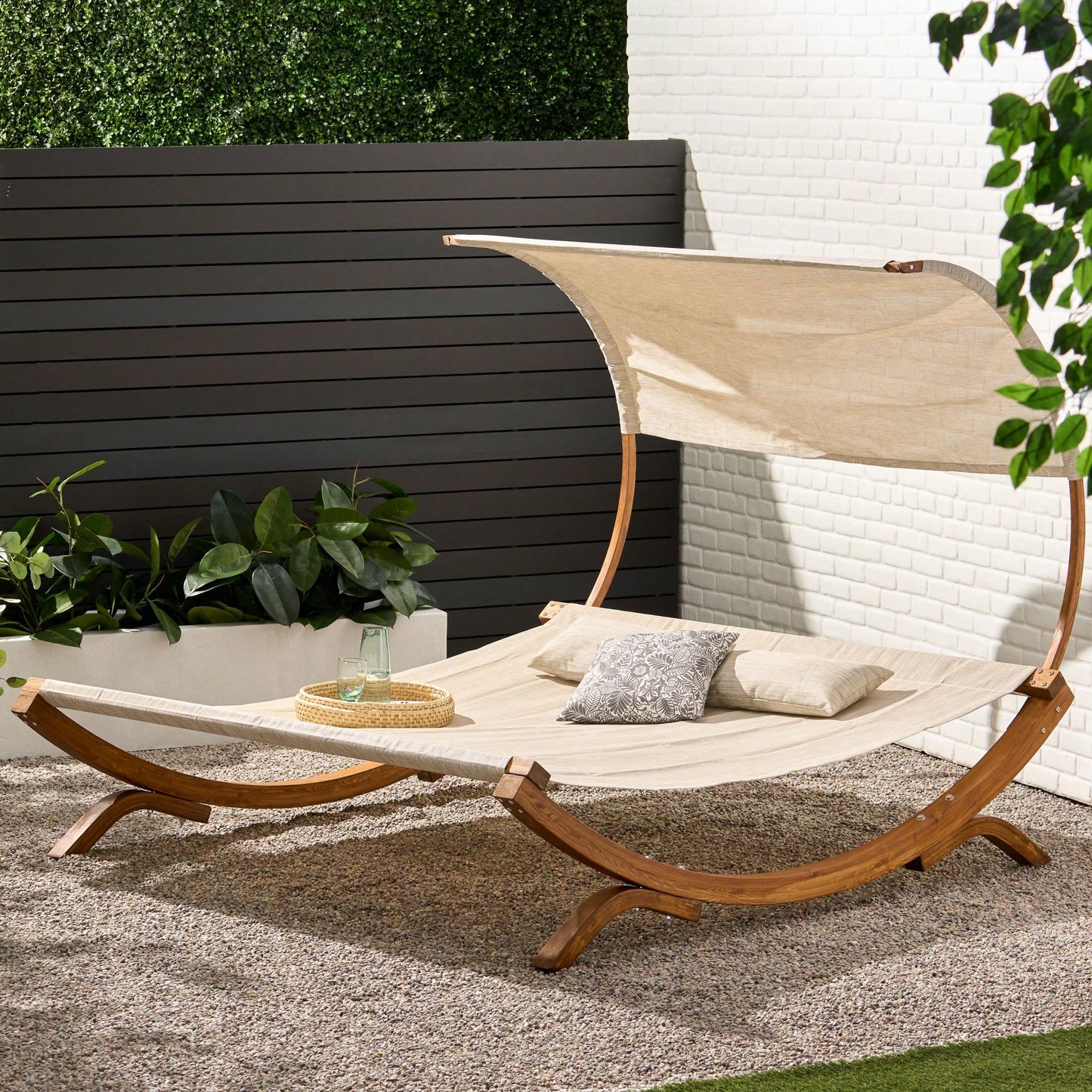 Outdoor Sunbed With Canopy For Relaxation And Comfort