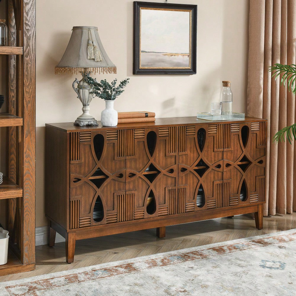 Mid Century Modern Sideboard Buffet With Storage Adjustable Shelves For Living Room Dining Room Entryway Walnut Finish