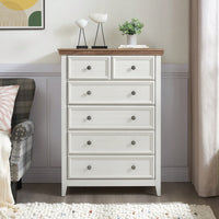 Stylish 6 Drawer Dresser For Bedroom And Living Room - Versatile Storage Solution For Clothes And Organizers In Beige