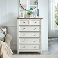 Stylish 6 Drawer Dresser For Bedroom And Living Room - Versatile Storage Solution For Clothes And Organizers In Beige