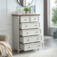 Stylish 6 Drawer Dresser For Bedroom And Living Room - Versatile Storage Solution For Clothes And Organizers In Beige