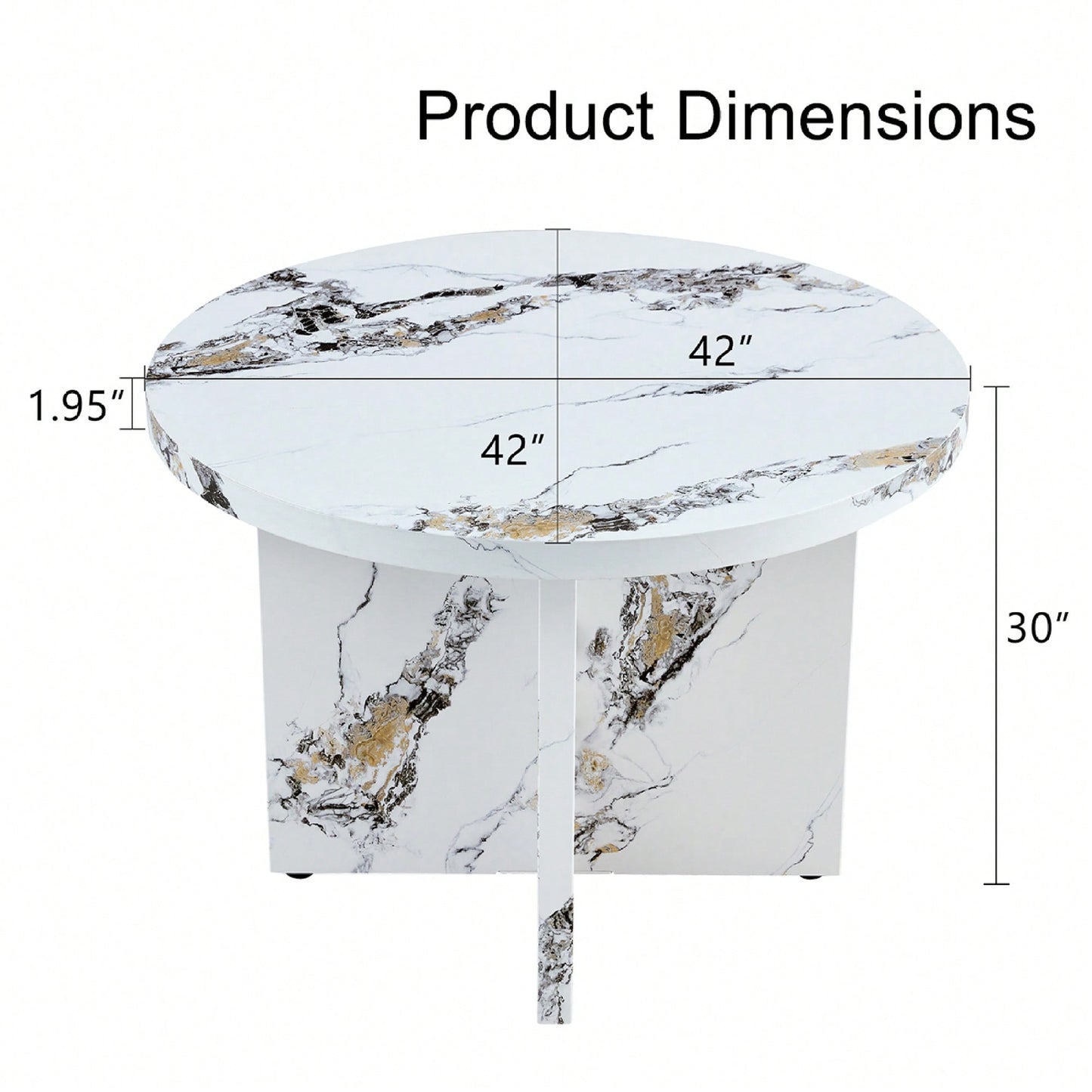 42 Inch Round Dining Table For 4-6 Modern Kitchen Small Table For Home Office Cafe Restaurant Wine Bar Conference