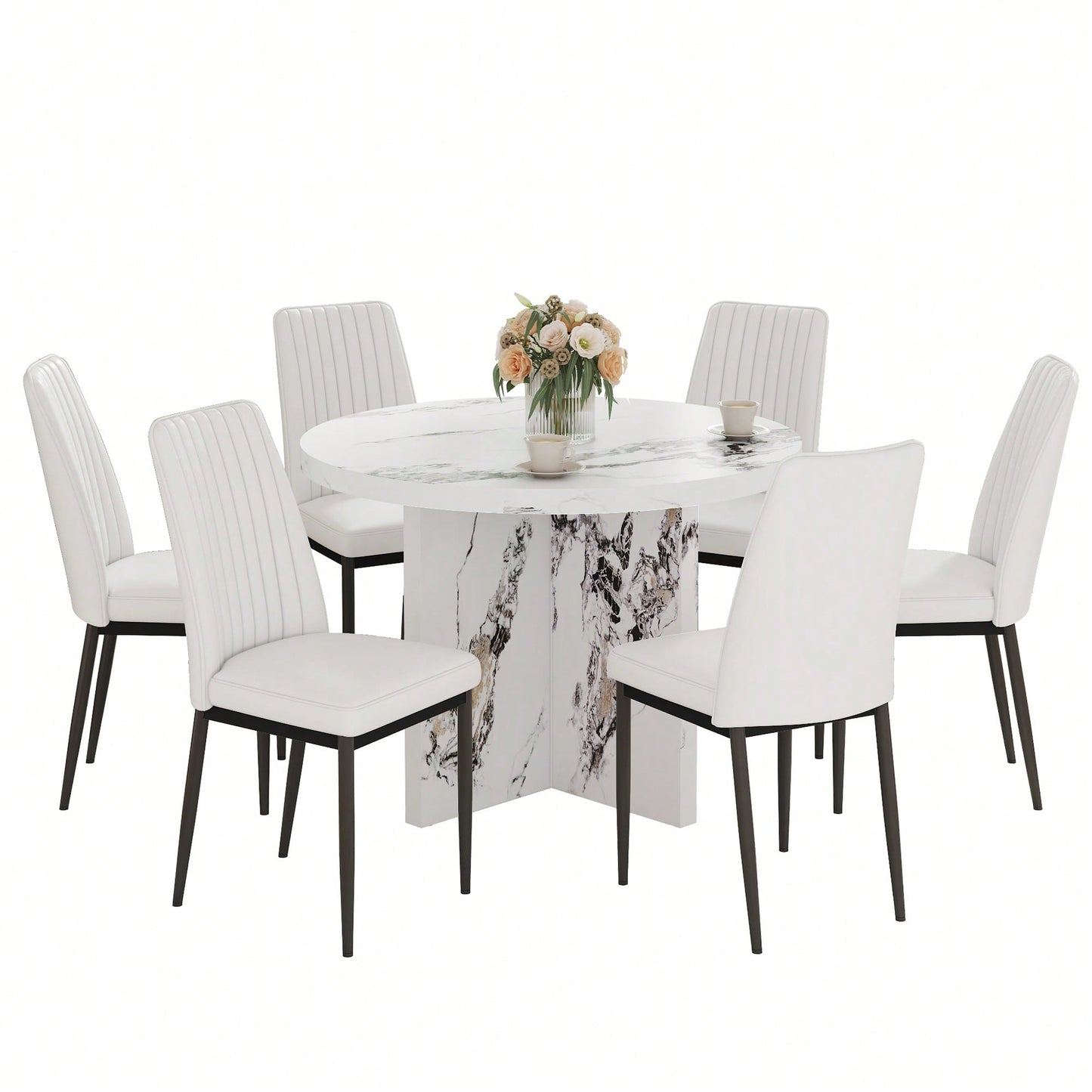 42 Inch Round Dining Table For 4-6 Modern Kitchen Small Table For Home Office Cafe Restaurant Wine Bar Conference
