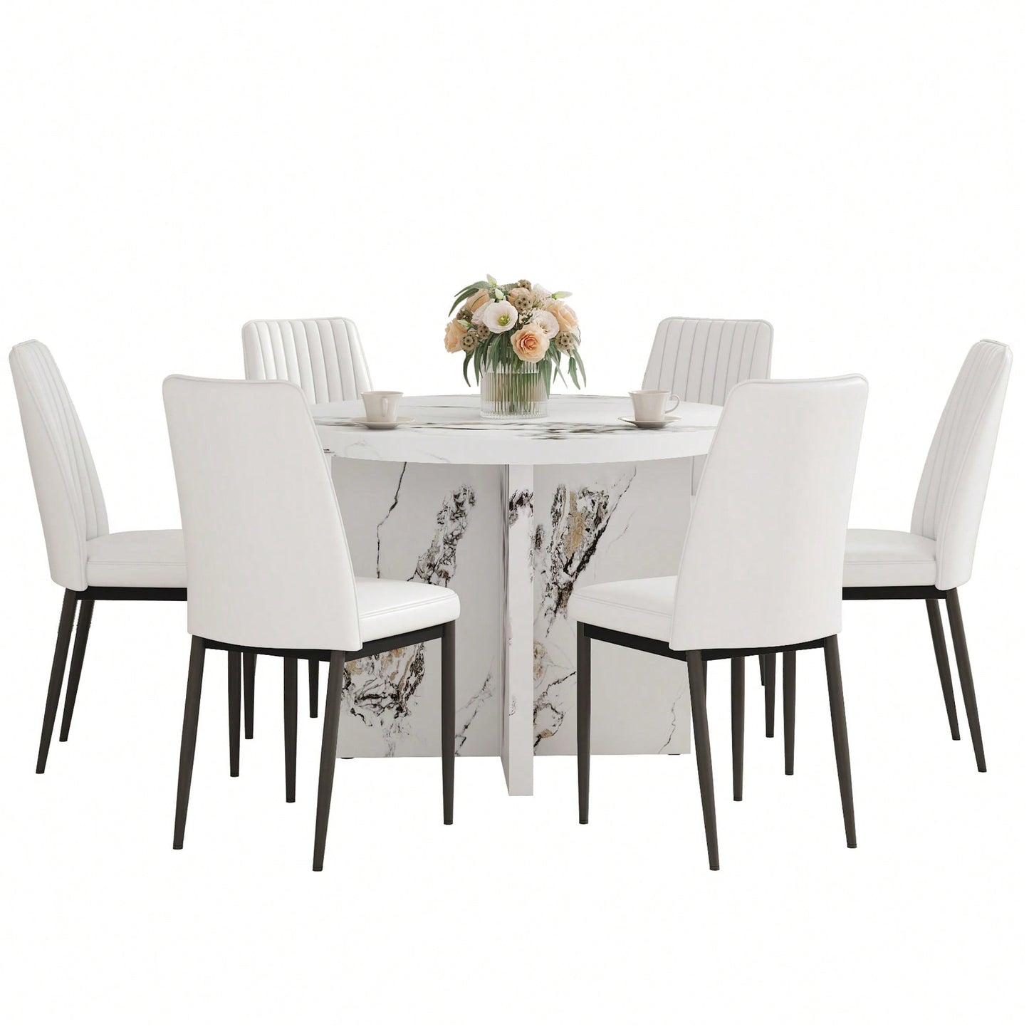 42 Inch Round Dining Table For 4-6 Modern Kitchen Small Table For Home Office Cafe Restaurant Wine Bar Conference