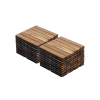 Interlocking 20 Pack 12x12 Yellow Acacia Hardwood Deck Tiles For Outdoor Patio Balcony Poolside Flooring