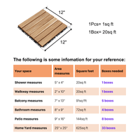 Interlocking 20 Pack 12x12 Yellow Acacia Hardwood Deck Tiles For Outdoor Patio Balcony Poolside Flooring