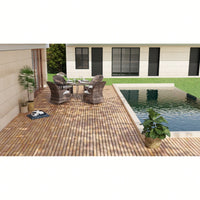 Interlocking 20 Pack 12x12 Yellow Acacia Hardwood Deck Tiles For Outdoor Patio Balcony Poolside Flooring