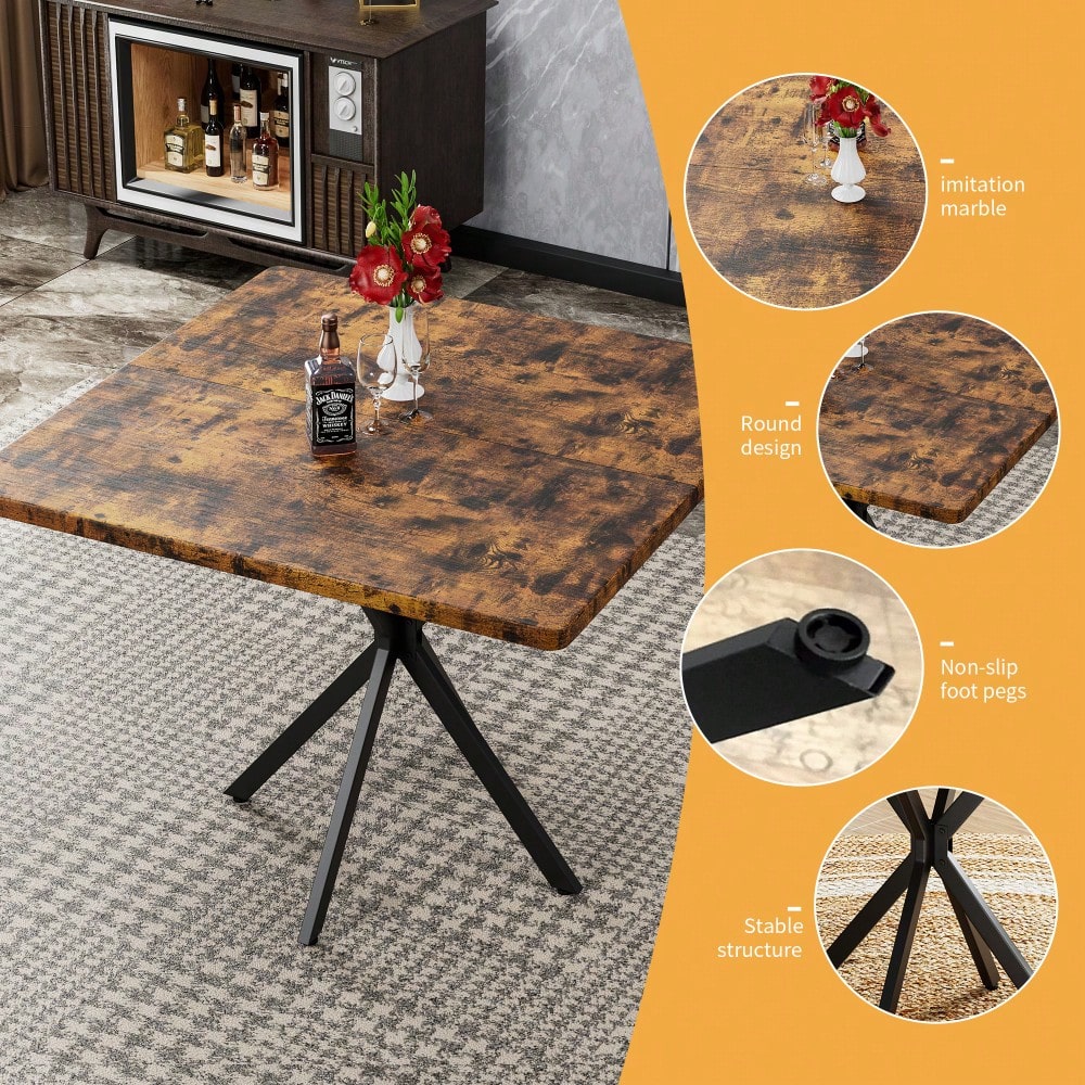 Mid Century Modern Square Dining Table For 4-6 People Space Saving Coffee Table For Kitchen Dining Room Office