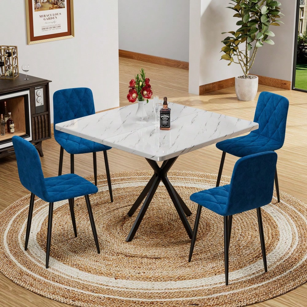 Mid Century Modern Square Dining Table For 4-6 People Space Saving Coffee Table For Kitchen Dining Room Office