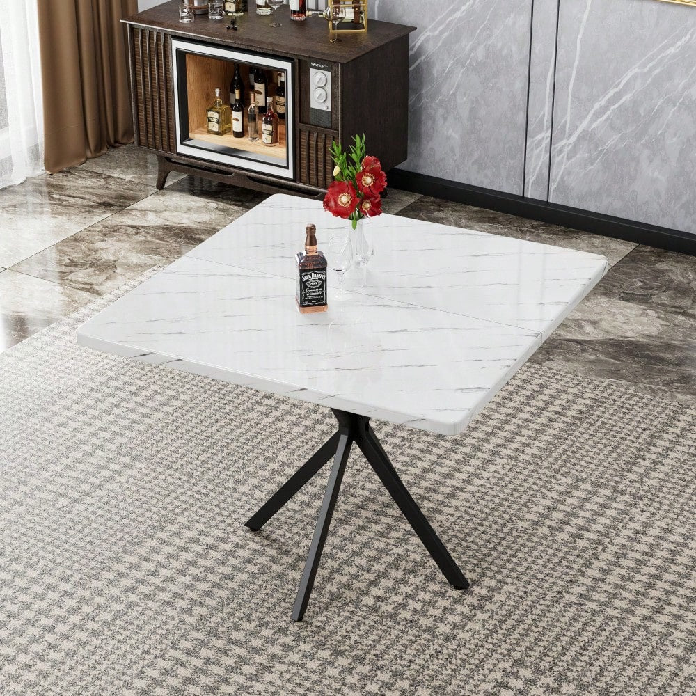 Mid Century Modern Square Dining Table For 4-6 People Space Saving Coffee Table For Kitchen Dining Room Office