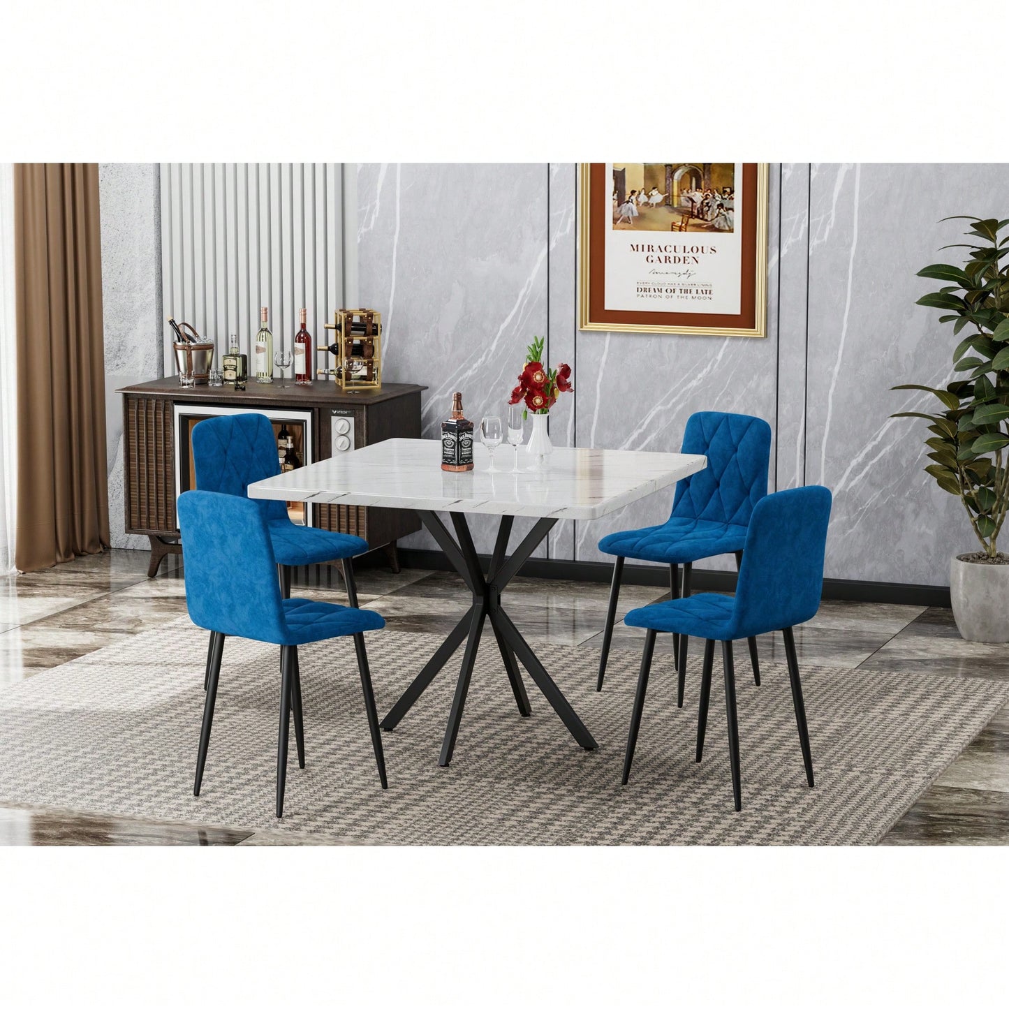 Mid Century Modern Square Dining Table For 4-6 People Space Saving Coffee Table For Kitchen Dining Room Office