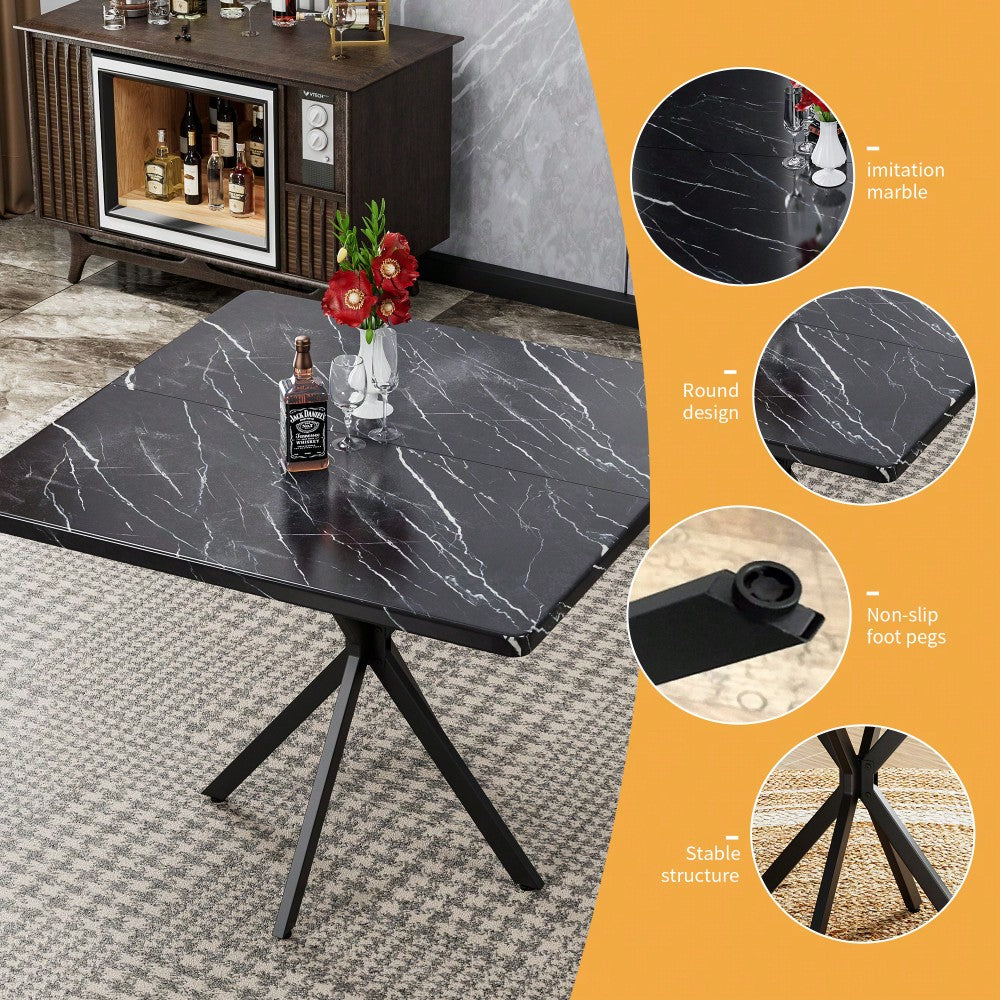 Mid Century Modern Square Dining Table For 4-6 People Space Saving Coffee Table For Kitchen Dining Room Office