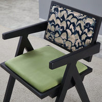 Set Of 2 Medieval Style Black Rubber Wood Dining Chairs With Armrests - Simple Natural Living Room Seating
